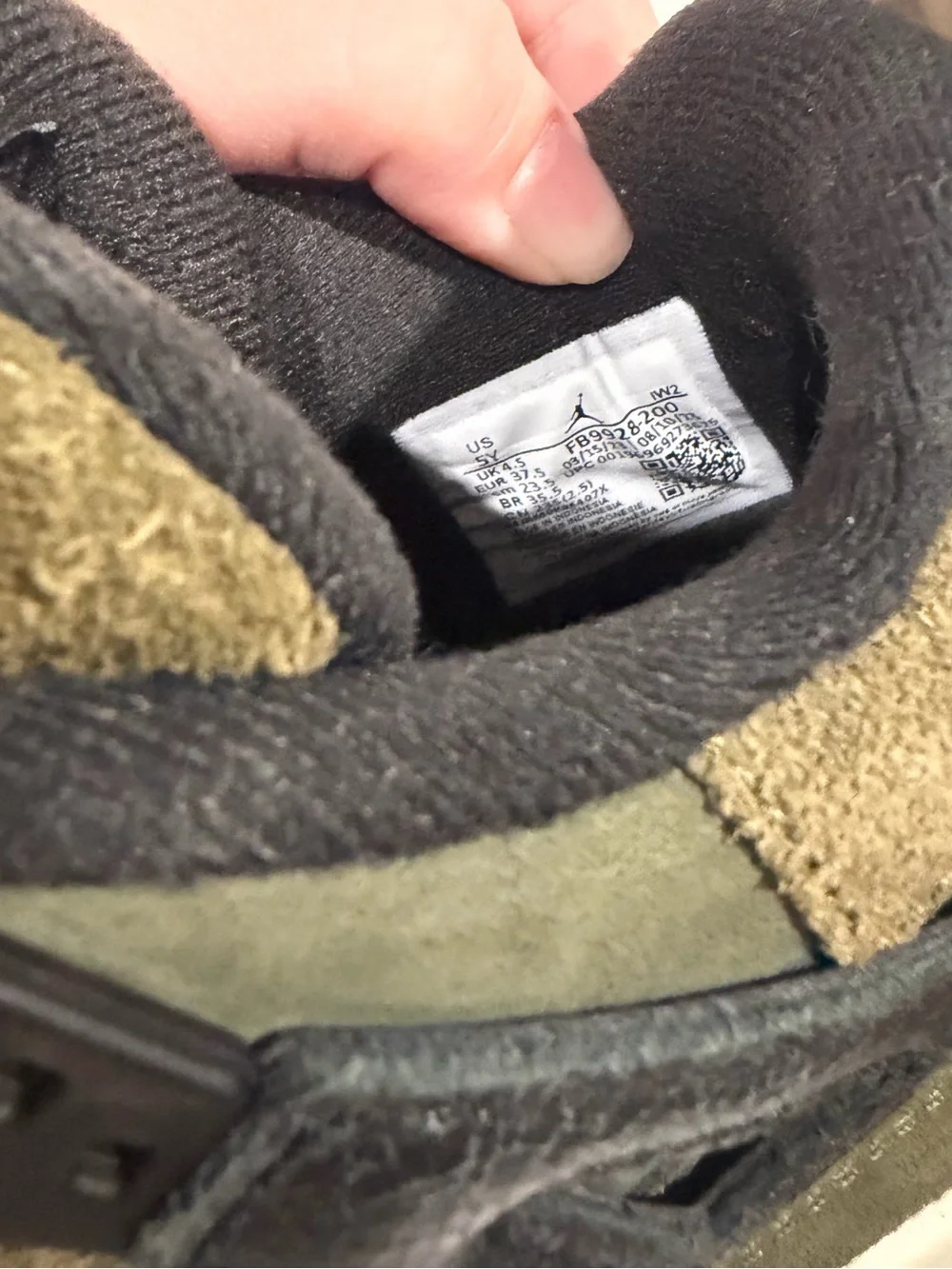 Air Jordan 4 Retro Olive Green Suede Basketball Sneakers 5 Youth